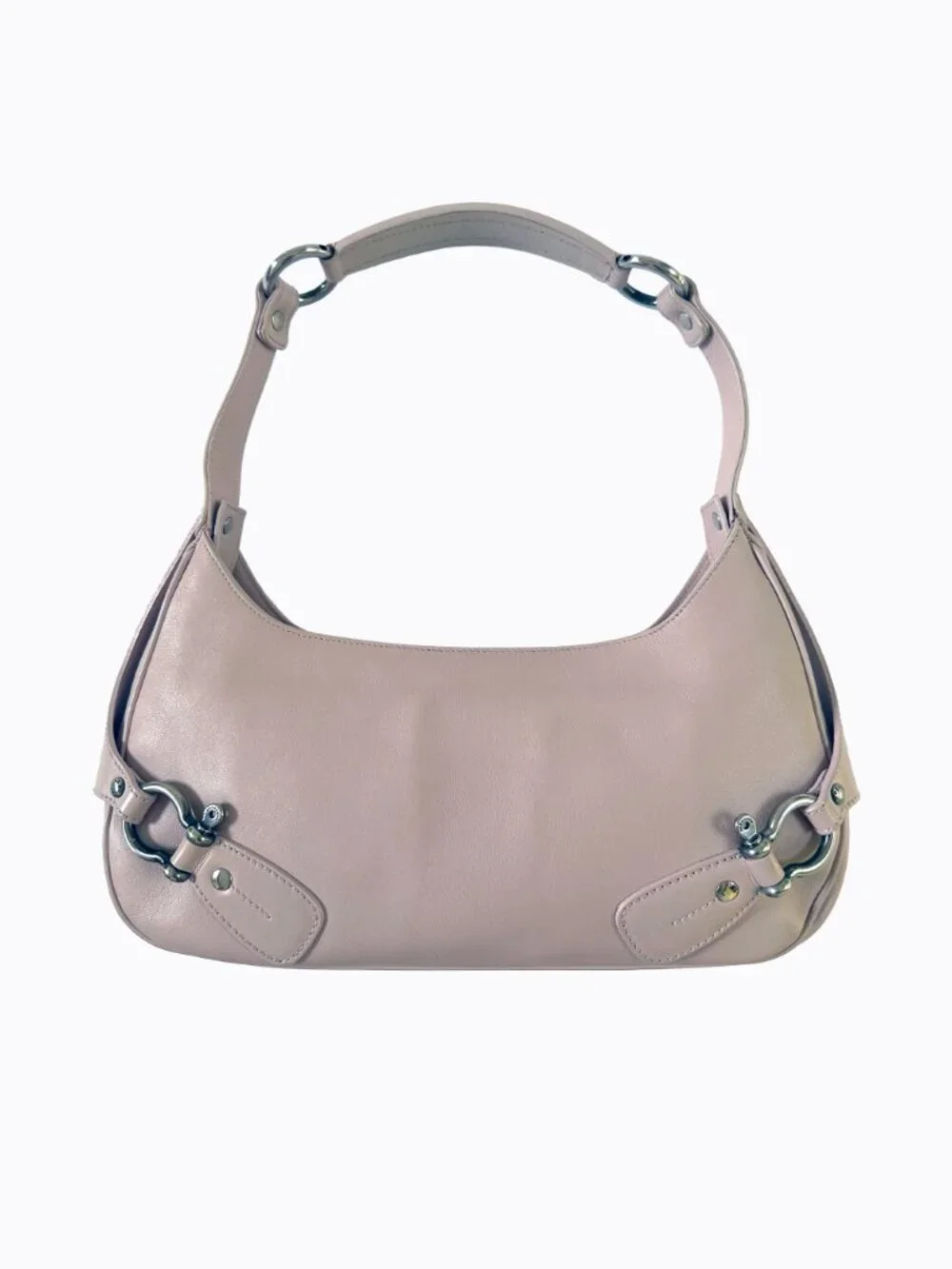 Vtg Burberry Pink Leather Baguette Shoulder Bag Y2K Italian Luxury Hobo Purse
